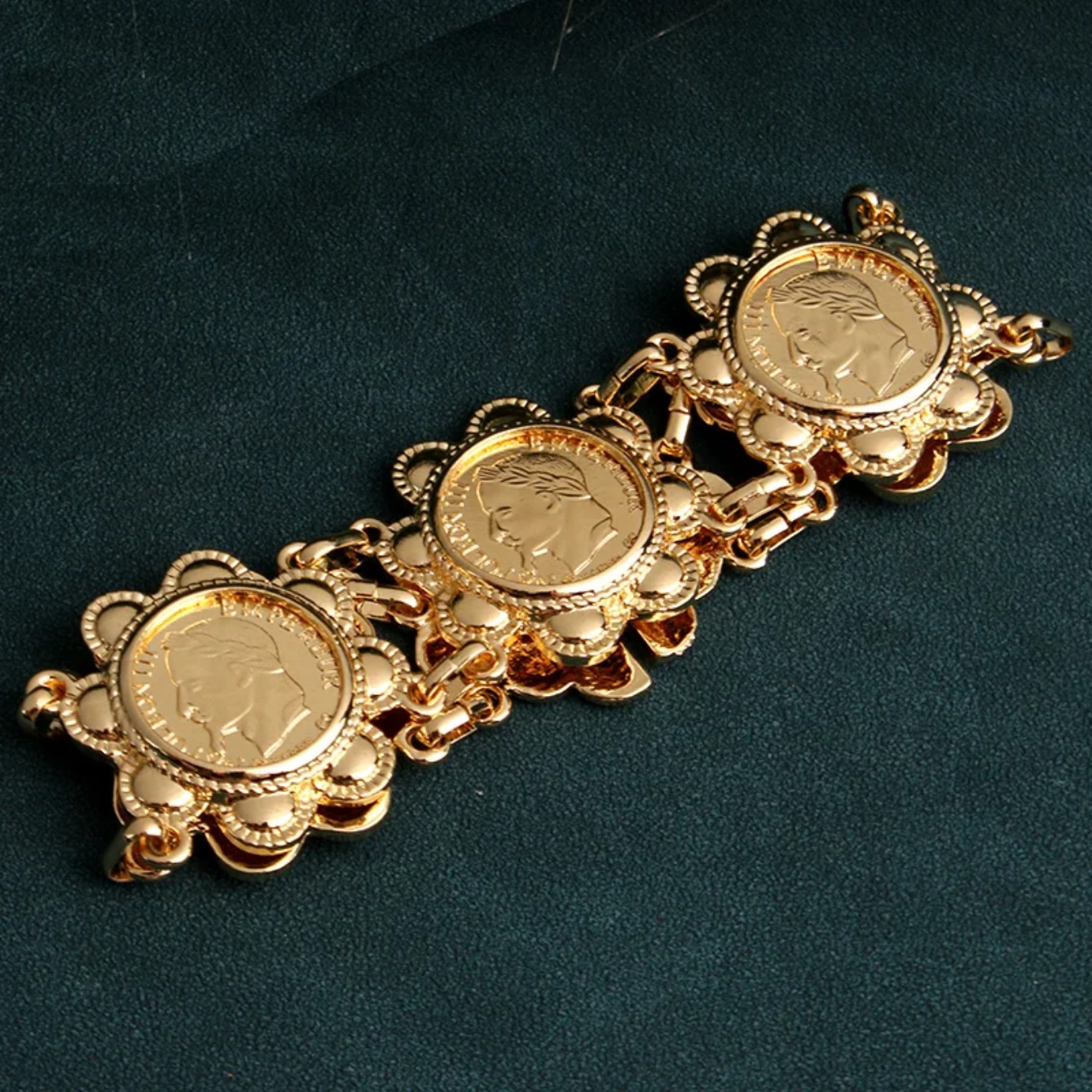 Arabic Cuff Bracelet 21k Copper Gold Plated Turkish Vintage Charm Bracelet for Women Wedding Party Jewelry Jewlry