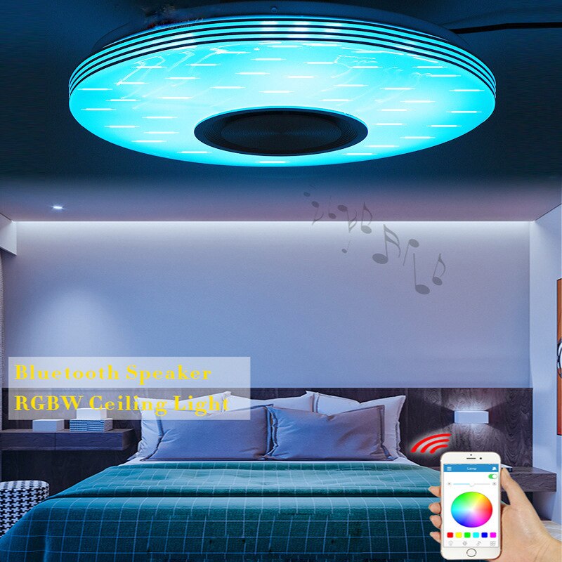 80W Muziek Plafondlamp Lamp Rgb Led Inbouw Ronde Muziek App Bluetooth Speaker Smart Plafondlamp Met Afstandsbediening controle