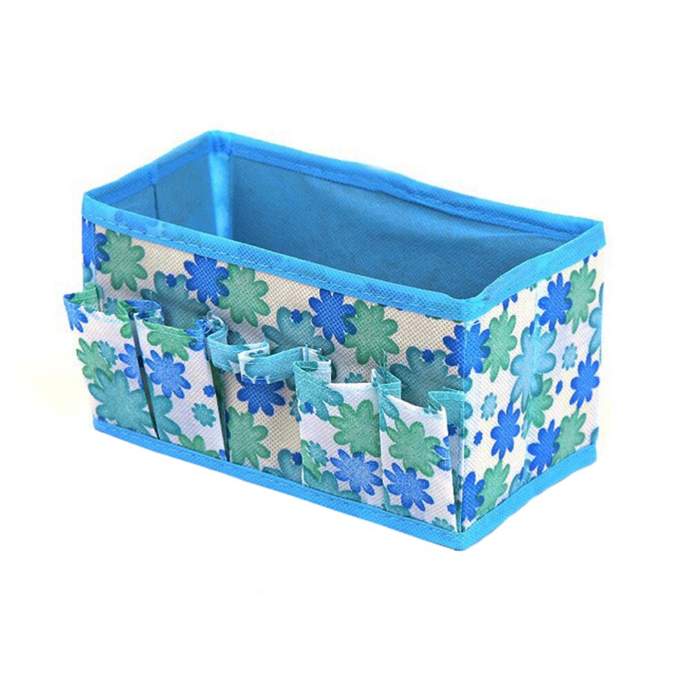 Multifunctional Folding Non-woven Make Cosmetic Storage Box Organizer Jewelry Container Bag Case ): Blue