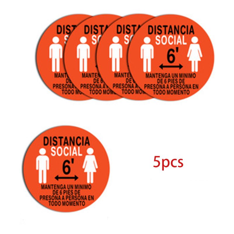 5Pcs Sociale Distantiëren Vloer Teken Veiligheid Behouden 6 Voet Afstand Sticker Voor Supermarkt School Ziekenhuis Metro