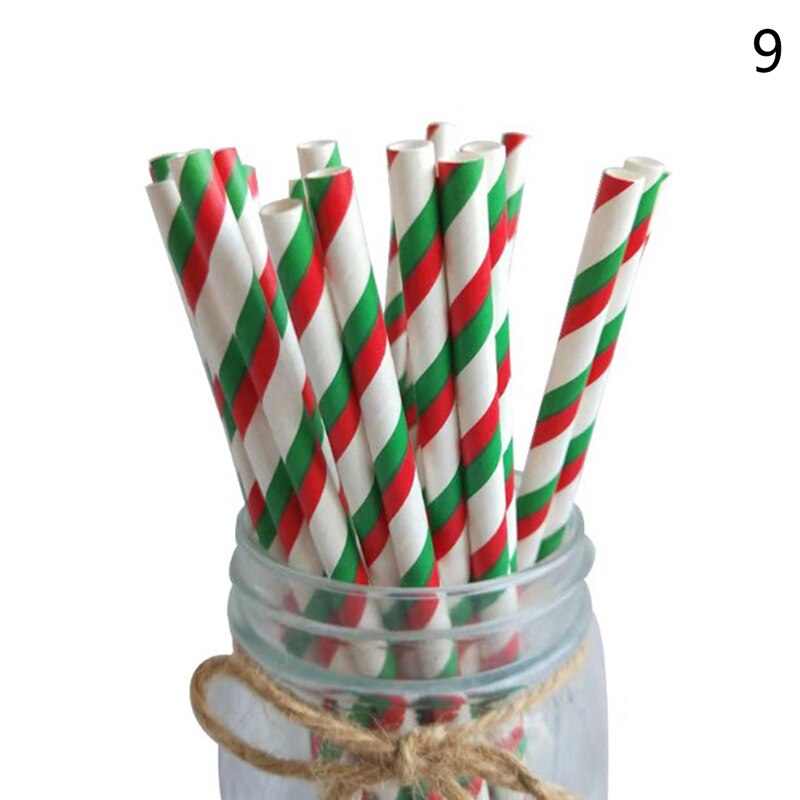 Christmas Paper Straws Snowflake Drinking Straw Merry Christmas Decorations For Home Xmas Year Party Supplies: N9