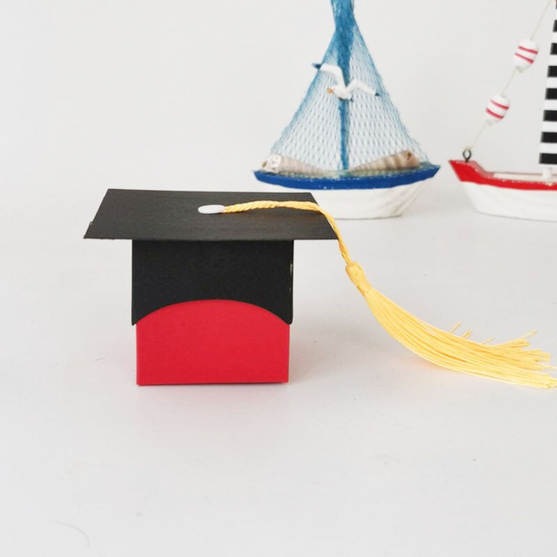 50pcs/lot Graduation Bachelor Cap Chocolate Box Sweets Box Packing Box High School Celebration Party Supplies