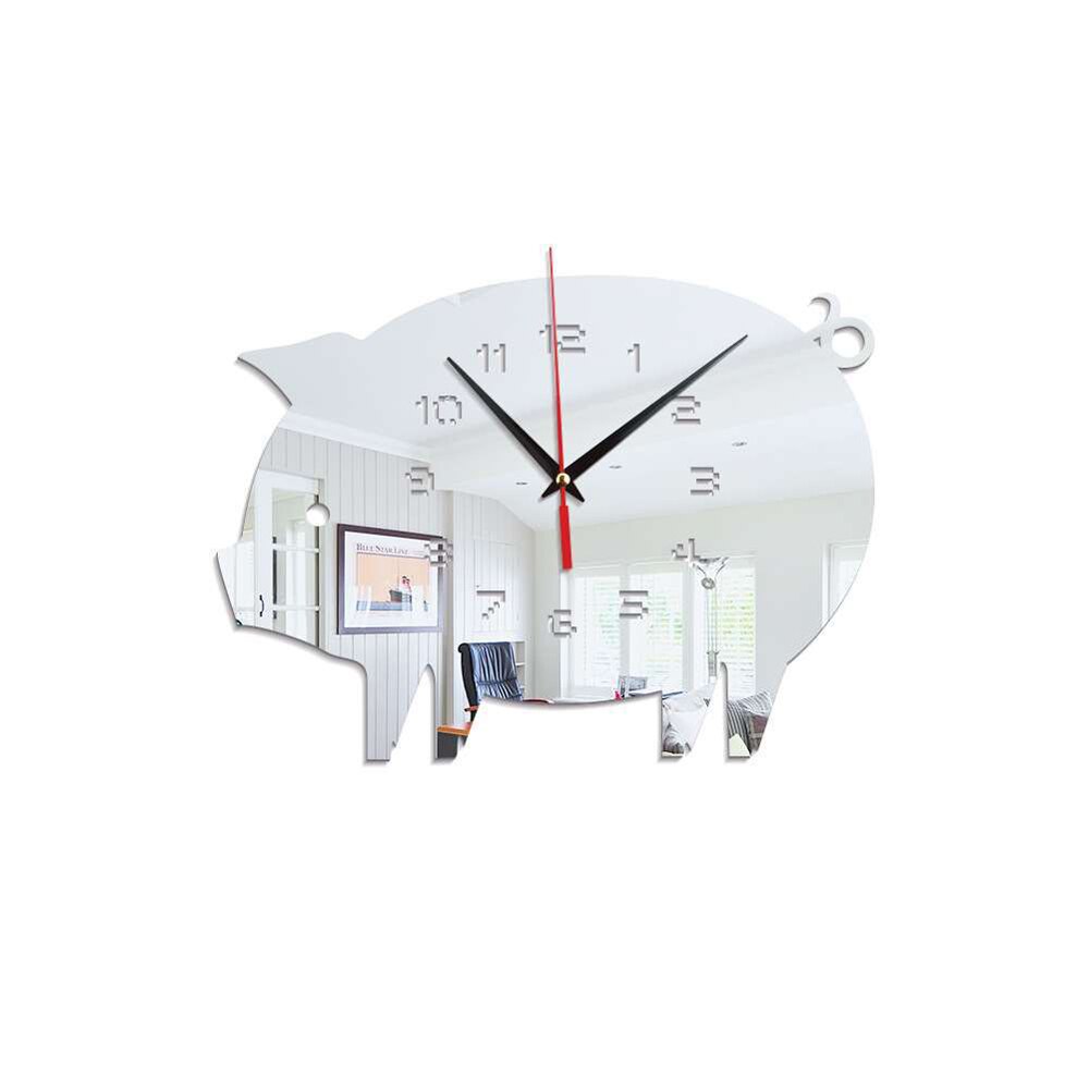 Diy 3d varkens wandklok decoratieve muursticker huisdecoratie klok woonkamer huisdecoratie spiegel muursticker