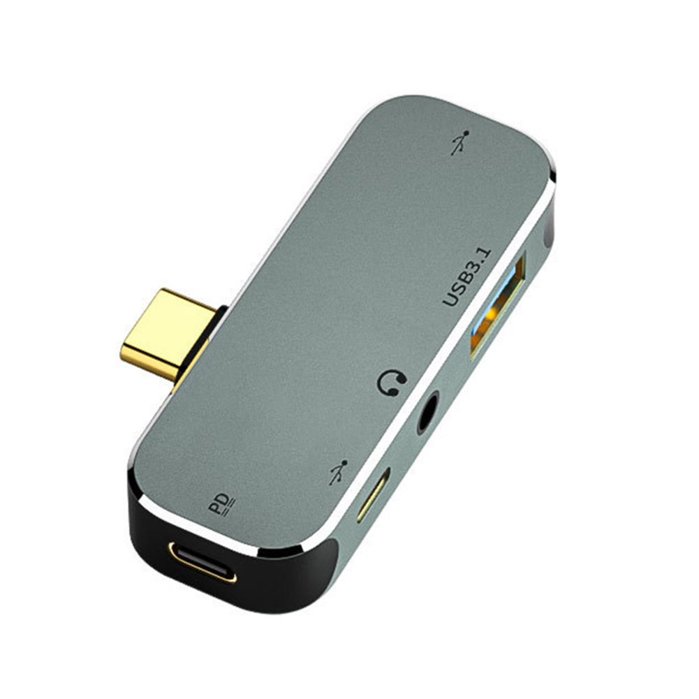 PC Computer Type-C Extension Hub 3.55mm Jack PD100W USB3.0/USB2.0/USB3.1 HDMI-Compatible USB Extender: Orange