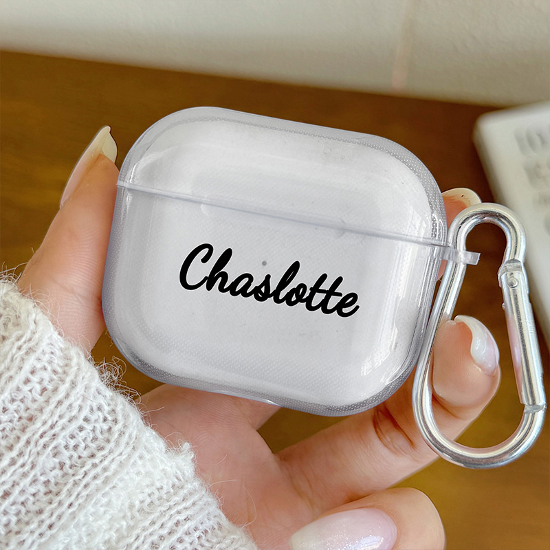 Para AirPods Pro 2 2nd fundas personalizadas con nombre personalizado funda de silicona suave para AirPods 4 3 2 1 funda para auriculares: 3XS / Negro
