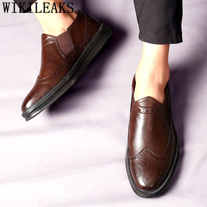 brogues loafers mens office shoes leather brown dr... – Grandado