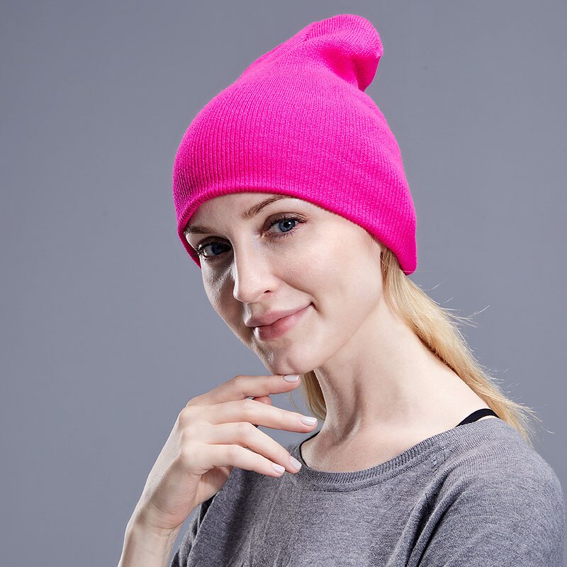 Talvihattu miehille naisten skullies pipot lämmin lippalakki unisex elastisuus neuloa pipo hatut yksivärinen neule tyttö ruusunvihreät hatut