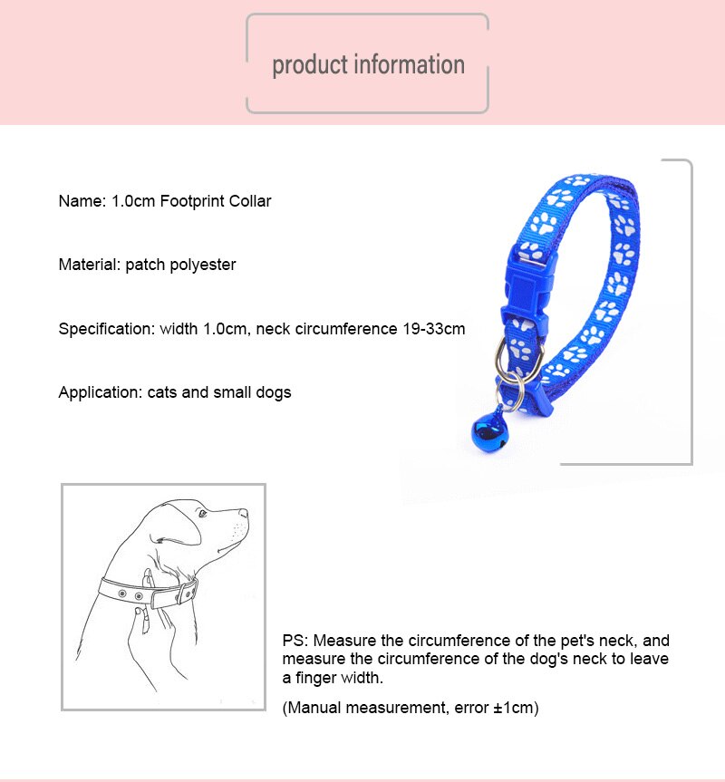 Pet Collar Teddy Bomei Dog Cartoon Footprint Cat Necklace Supplies With Bell Adjustable Buckle Cat Accessories Collar Small Dog