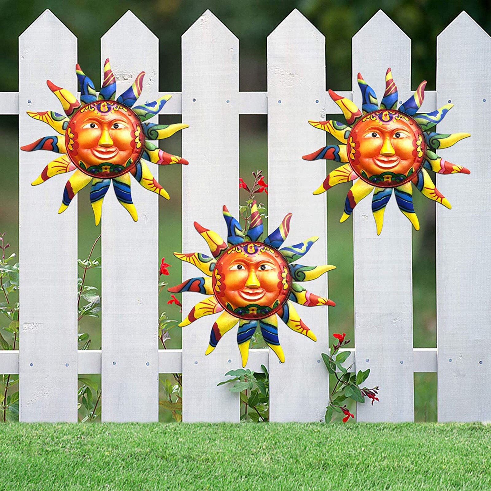 12.7 Inch Stylish Metal Sun Wall Art Decor Hanging Vivid Handmade Painting Home Decoration For Home Garden DIY Wall Decor