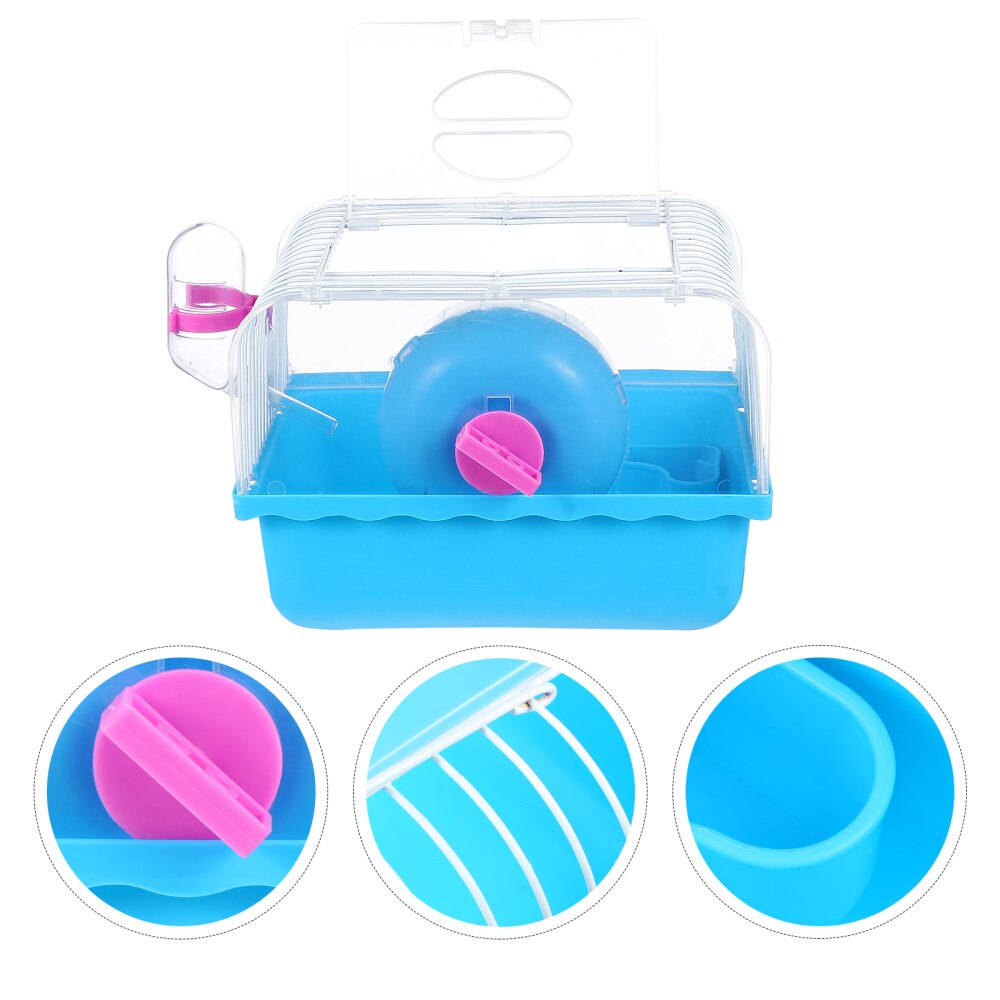 Transparent Hamster Cage Pet Nest Hamster Nest Chinchilla House with Handle: Sky-blue