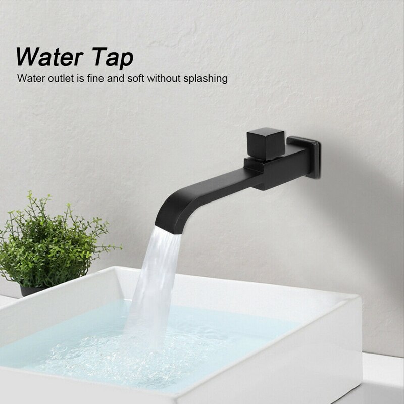 G1/2Inch Wall Mounted Wash Basin Sink Faucet Cold Water Tap Kitchen Bathroom Basin Square Faucet