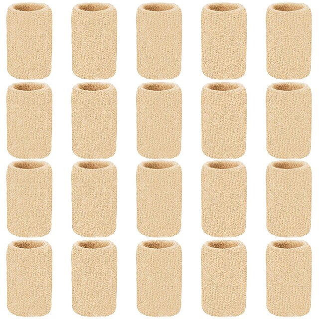 20 stykker finger ærmer beskyttere tommelfingerstøtte understøtter elastisk kompressionsbeskytter til lindring af smerte gigt sport: 20 stk beige