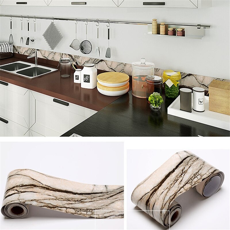 5M Self-Adhesive Baseboard Waterproof Living Room Bathroom Border Rustic Tile Wall Stickers Wallpaper Borders Home Decoration: A