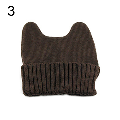 Vrouwen Girl Warm Winter Cat Ear Shape Gebreide Zachte Leuke Hoed Elastische Beanie Cap