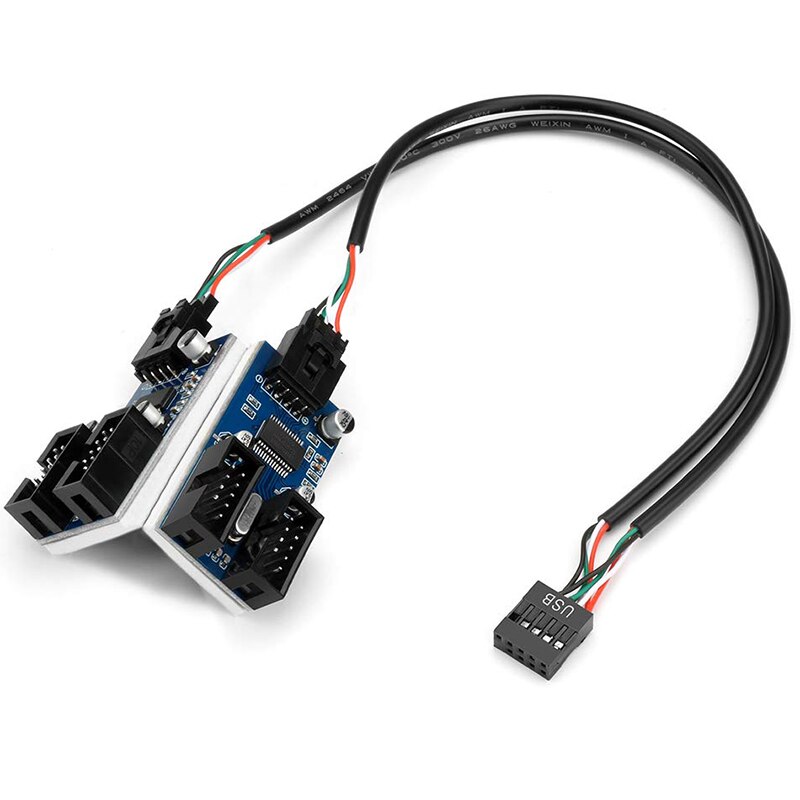 Placa-mãe usb 2.0 9pin encabeçamento 1 a 4 extensão hub divisor adaptador-conversor mb usb 2.0 fêmea para 4 fêmea-30cm usb: Default Title
