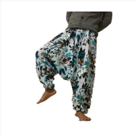 20 print thai hip hop aladdin hmong baggy bomuld hør harem bukser mænd plus size brede ben bukser boho casual bukser cross-bukser: 8