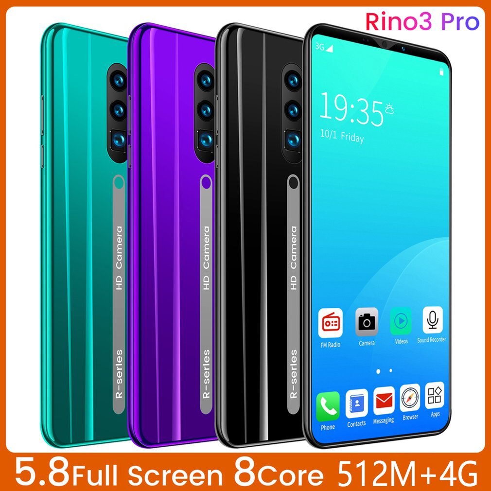 Rino3 Pro 5.8 Inch Screen Android Phone Purple Water Screen Smartphone Solid Color Mobile Phone Cool Shape