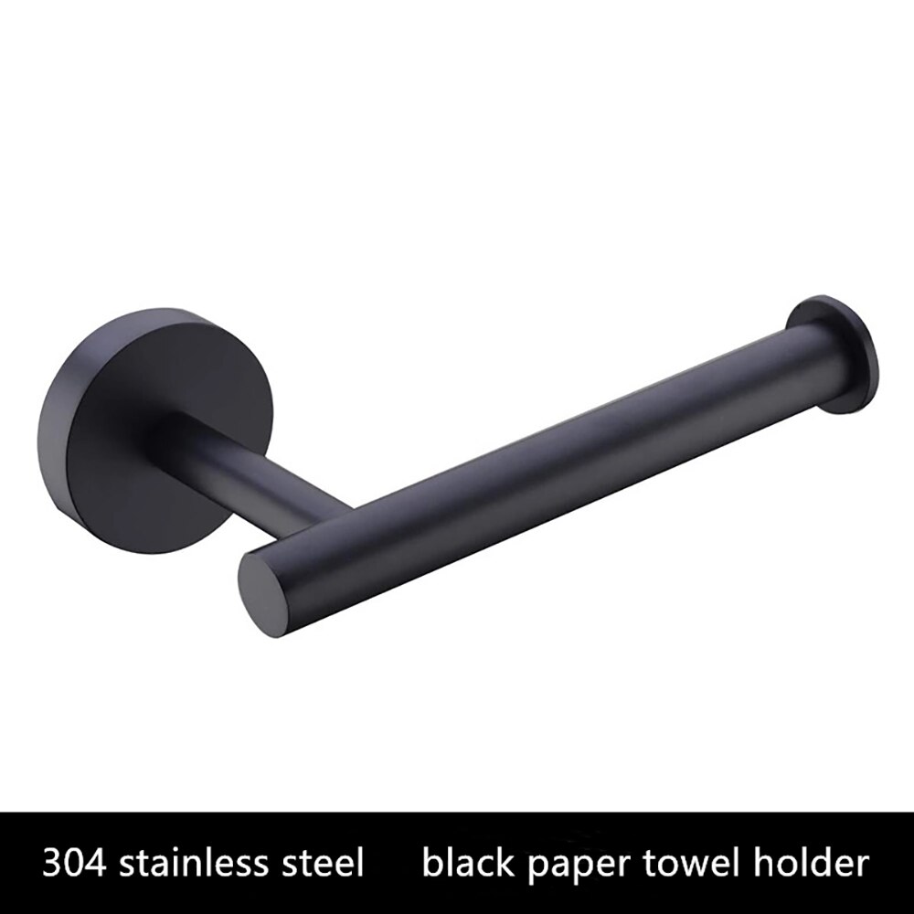 Bathroom Hardware Set Black Robe Hook Towel Rail Bar Rack Bar Shelf Tissue Paper Holder Toothbrush Holder Bathroom Accessories