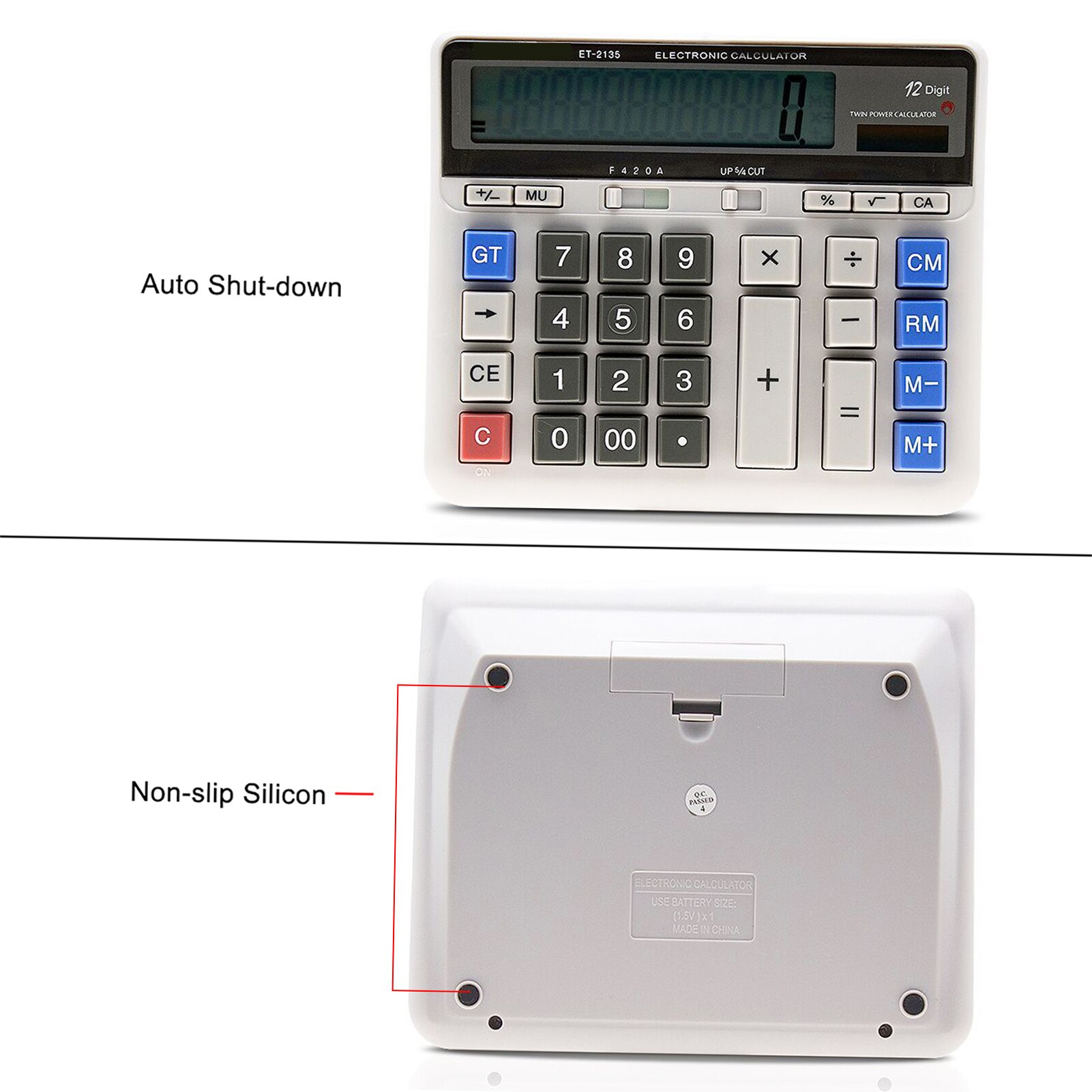 Large Computer Electronic Calculator Counter Solar &amp; Battery Power 12 Digit Display Multi-functional Big Button fo Calculating