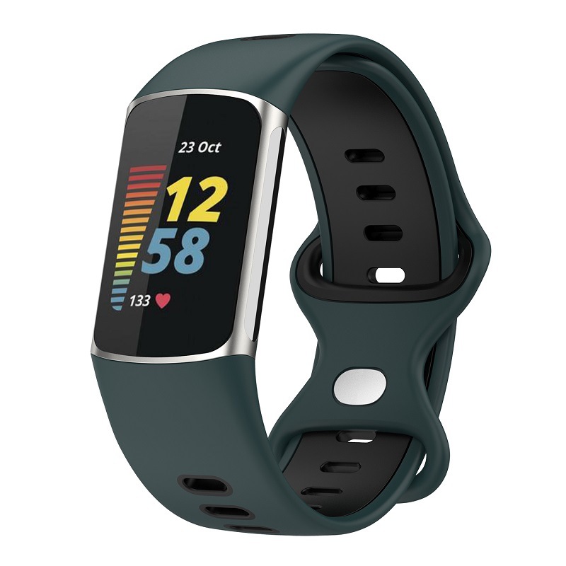 Vervanging Band Voor Fitbit Lading 5 Band Siliconen Polsband Voor Fitbit Lading 5 Smart Horloge Lading 5 Band Polsband: xyst-green black
