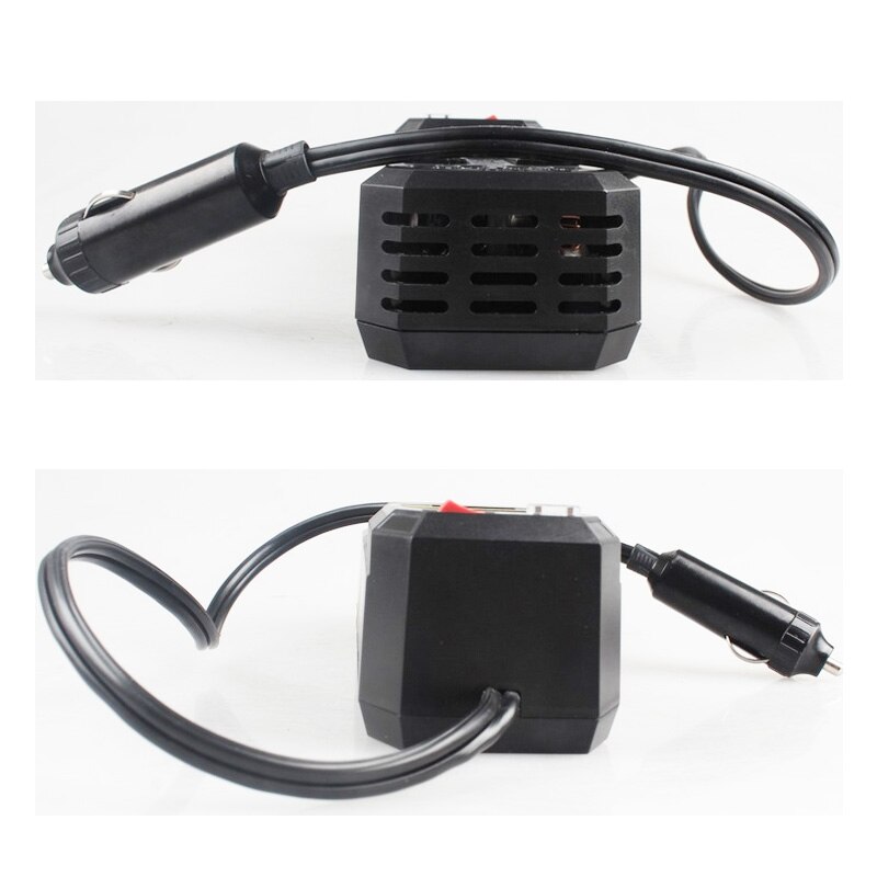 I Key Buy 200W Car Inverter DC 12V To AC 220V 4 USB Power Converter Booster Square Wave Universal Socket Black 50Hz