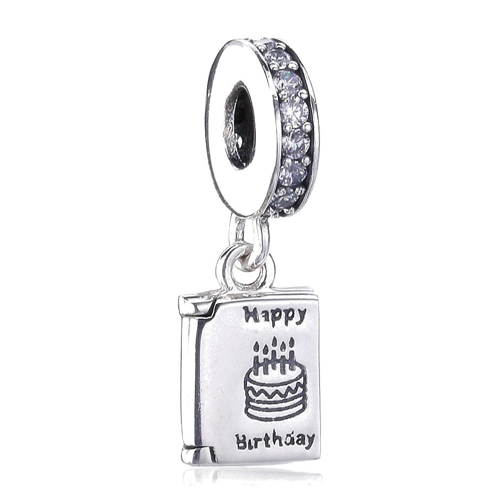 100% 925 Sterling Silver Birthday Wishes Charm Necklace Pendant DIY Bracelet Women's Jewellery Factory direct: Default Title