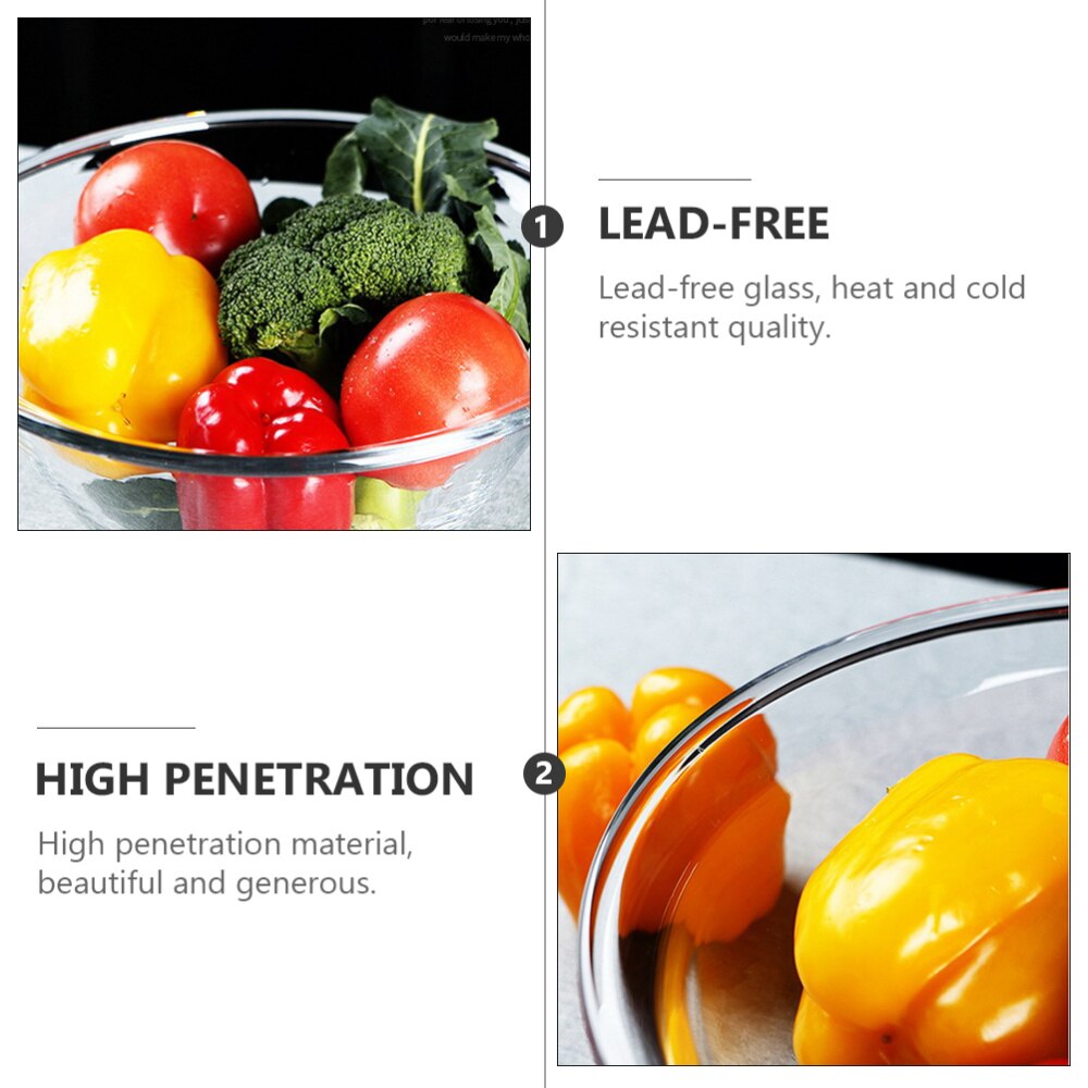 1pc tigela de salada de vidro transparente tigela de vidro tigela de frutas tigela de sobremesa de vidro