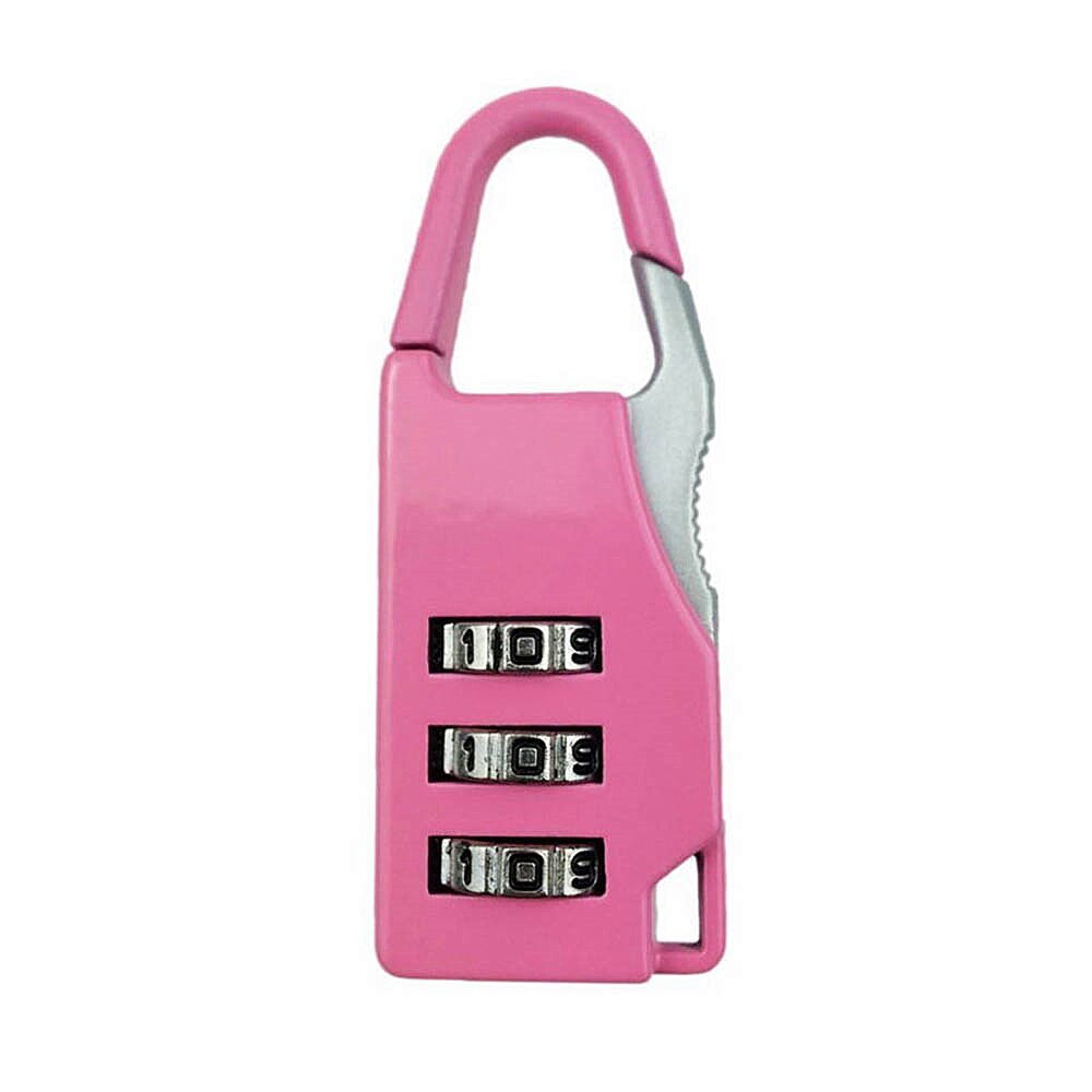 Resettable 3 Mini Dial Digit Number Code Password Combination Padlock Travel Suitcase Luggage Security Number Lock: Pink