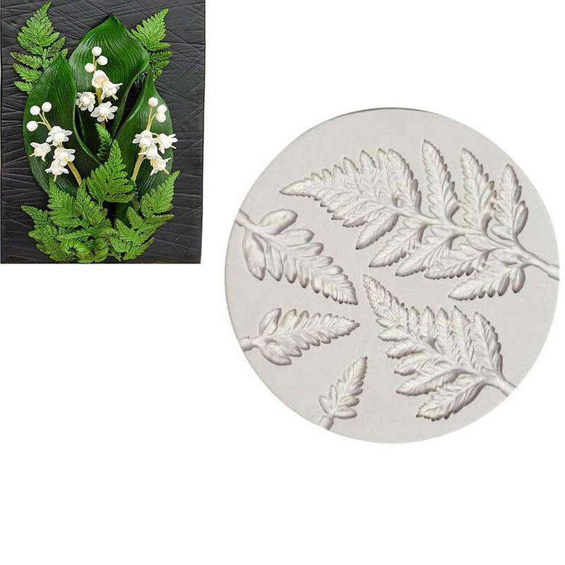cake mold silikone Round Fern Leaf Shape Liquid Silicone Mold Fondant Cake DIY Polymer Clay Epoxy Molding Tool Baking Mold #AO