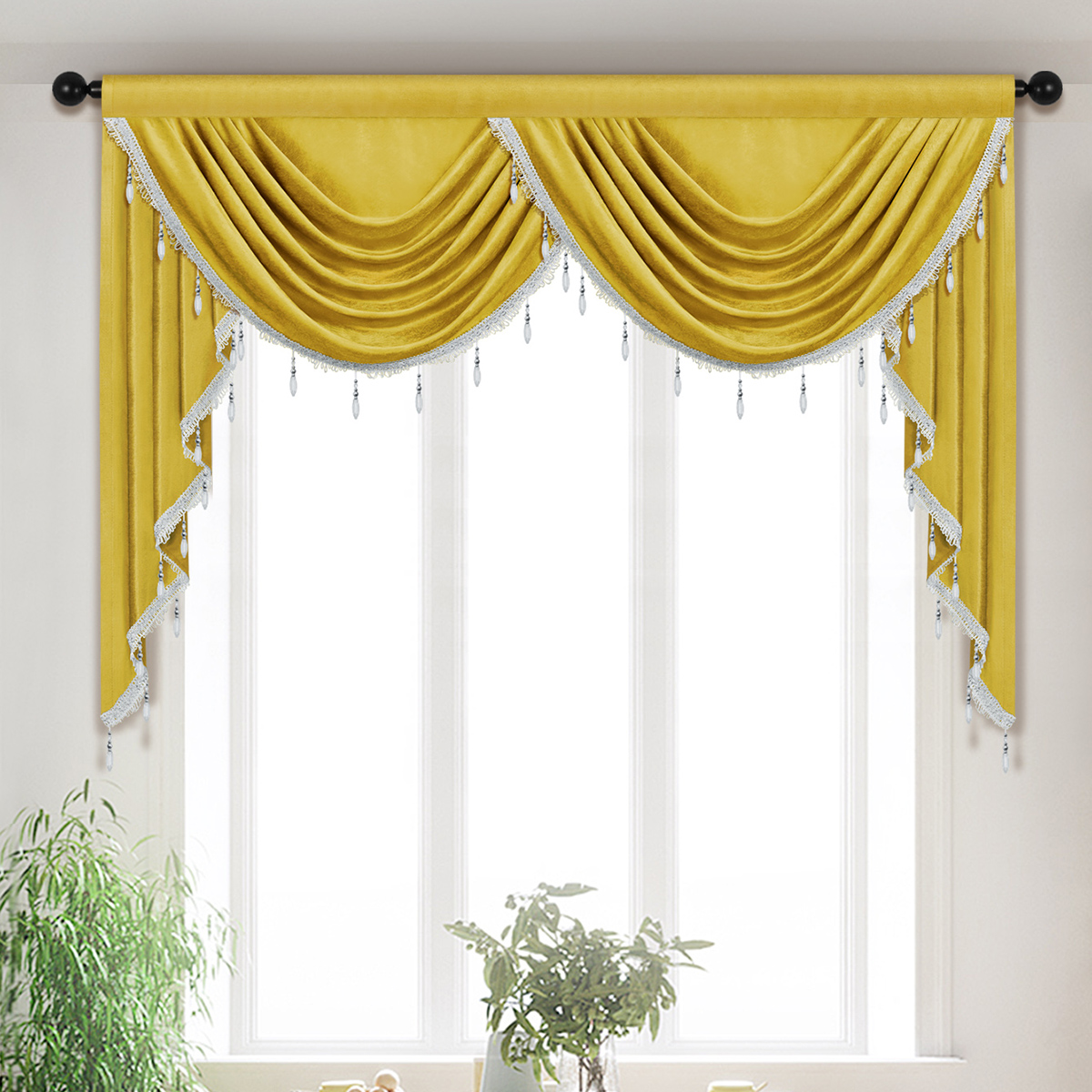Rideau de cantonnière en tissu velours de style européen, cantonnière en tissu velours italien pour la décoration intérieure, poche la plus récente, divers documents au choix, cascade, 1PC