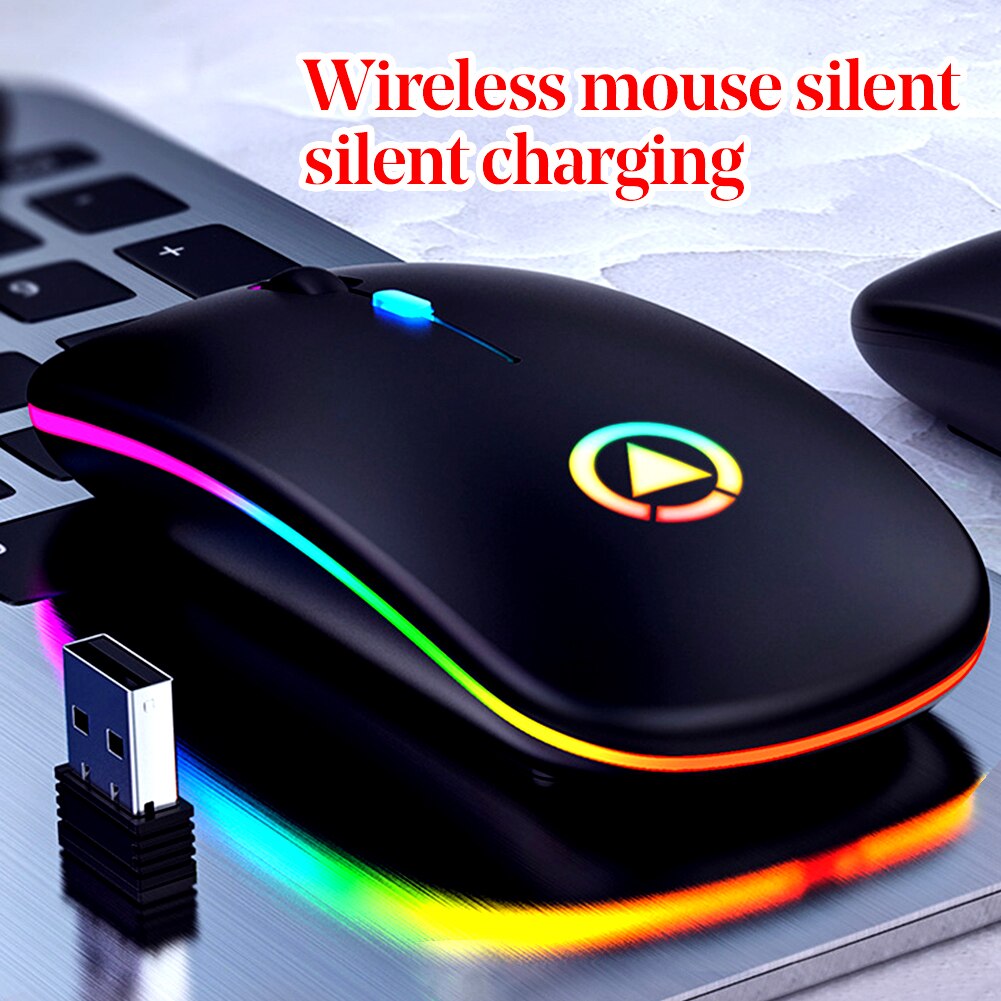 Draadloze Muis Oplaadbare Draadloze Stille Kleurrijke Led Muizen Optische Ergonomische Gaming Muis Draadloze Muis