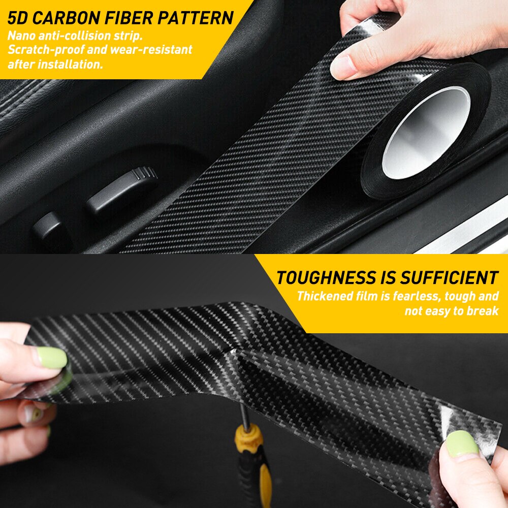 Auto Bumper Bescherming Strip 5D Carbon Fiber Plakband Auto Instaplijsten Protector Strip Wasbare Anti Kras Scuff Sticker 3M