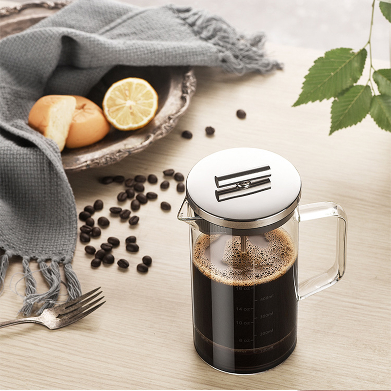 Thick French Press Pot Hand Brewing Coffee Filter Press Pot High Borosilicate Glass Heat-Resistant Tea Maker Coffee Pot