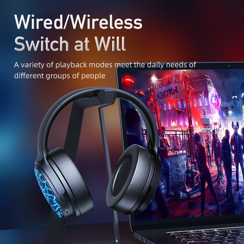 Awei A780 Pro bezprzewodowe słuchawki Bluetooth V5.3 dla bas Stereo dźwięk słuchawki długi na baterie czas gamingowy zestaw słuchawkowy Gamer z mikrofonem