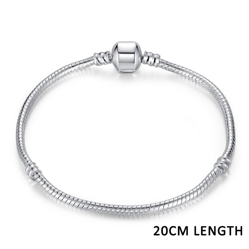 Brand Classic LOVE Silver Color Snake Chain DIY Women Bracelets & Bangles for Women Beads Charms Women Jewelry 3 Size WEU9009: WEU1104