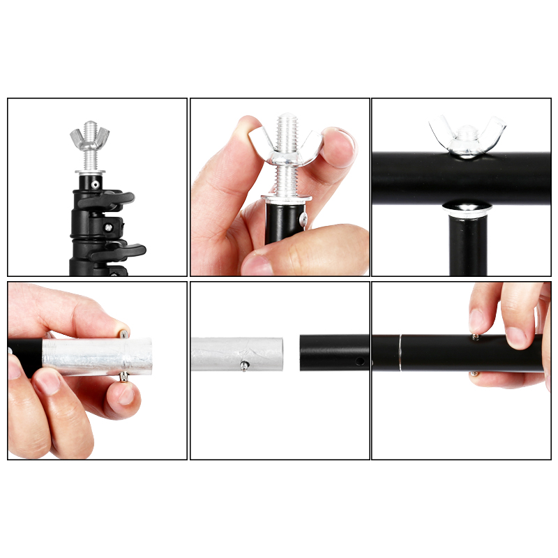 SH T-shaped Stand Backdrop Frame Aluminum Photography Photo Studio Green Background Support System for Video Chroma Key Screen