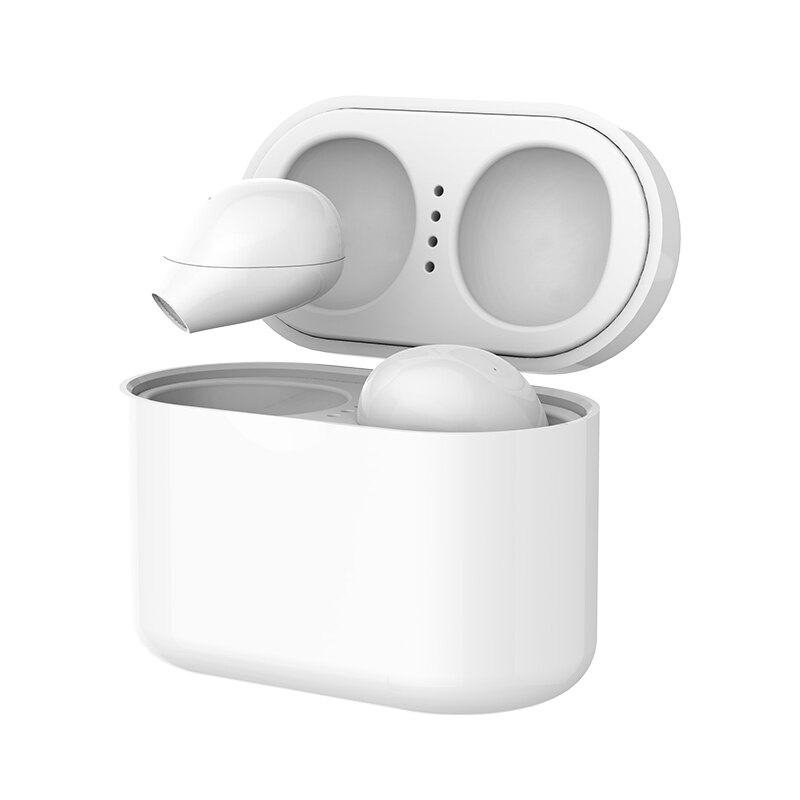 Ultra lille mini skjult trådløs bluetooth 5.0 øretelefon touch control bærbar opladningsetui øretelefoner tws sport headset: Hvid