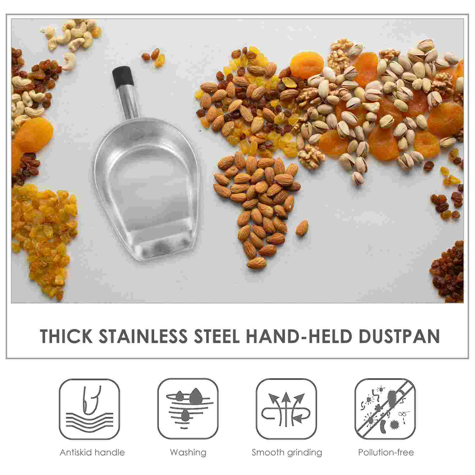 Stainless Steel Shovel Hand-held Shovel Home Shovel Thickened Dustpan for Kitchen Bedroom Restaurant