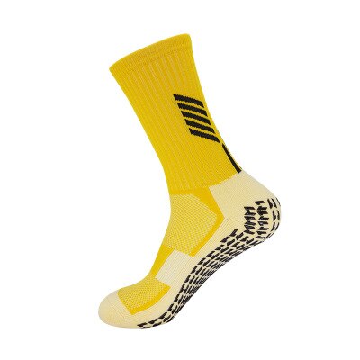 Unisex skridsikker fodbold skridsikre sportsstrømper fodbold atletisk sport afslappet skridsikker voksne medium korte sokker: Gul