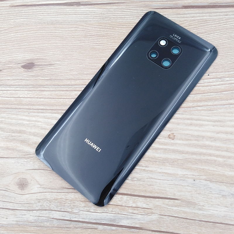 Huawei Mate 20 Pro Cover posteriore in vetro custodia porta posteriore custodia batteria parti di riparazione di ricambio per Mate20 Pro con obiettivo fotocamera + Logo: Black