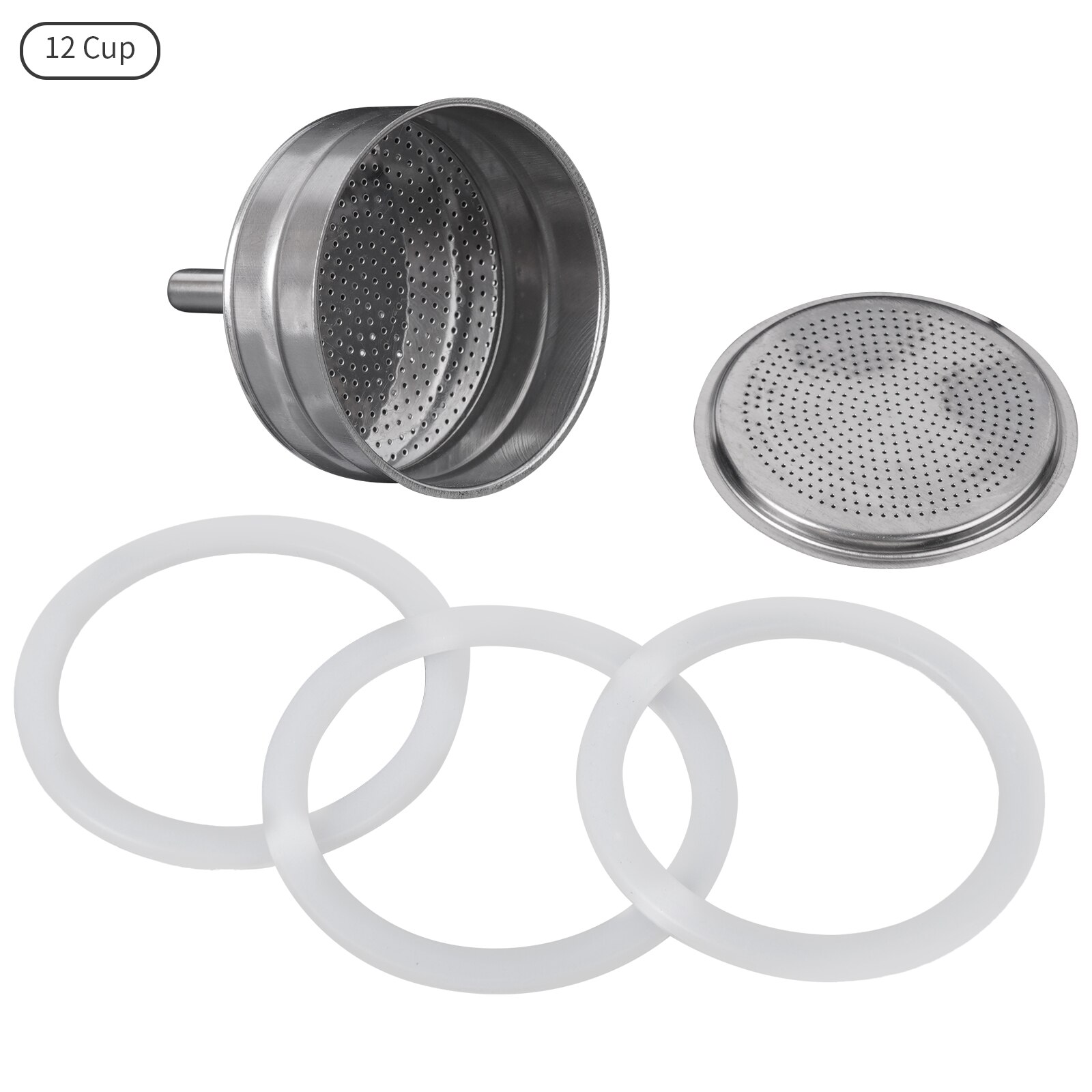 Moka Express Replacement Funnel Kits, Espresso Coffee Gasket Seals, Stainless Steel Funnel Filter Plate Funnel, 2/4/6/9/12 Cup: 12 Cup