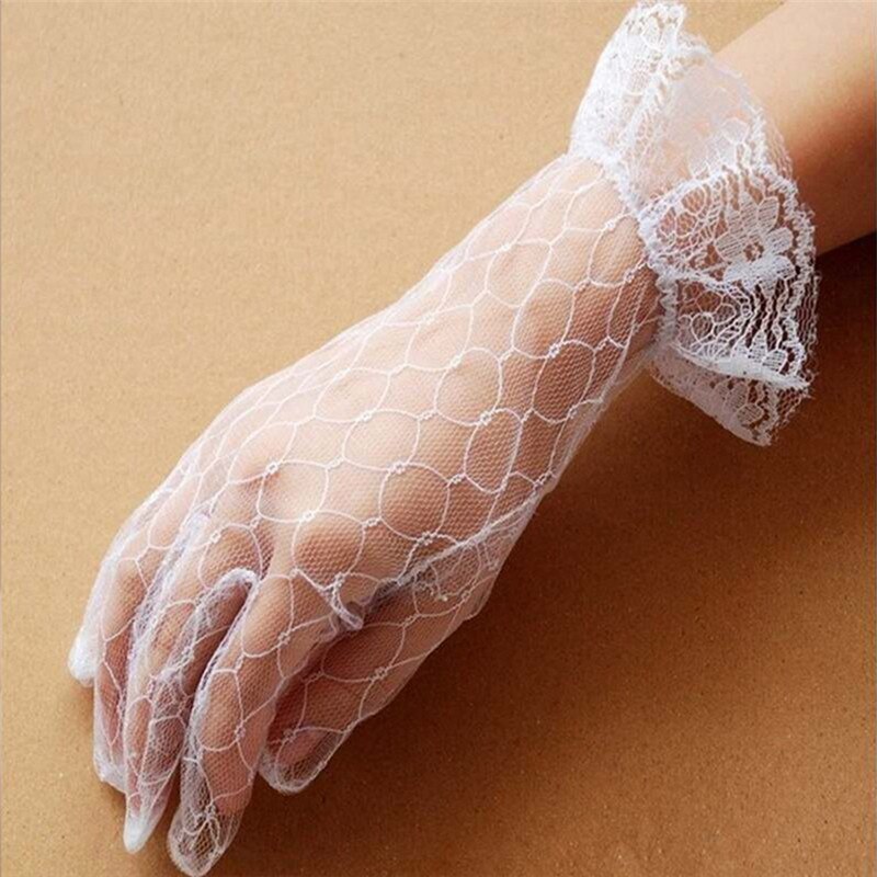 Guantes cortos de Boda Para novia, de encaje, corto Beige, Accesorios baratos Para Boda