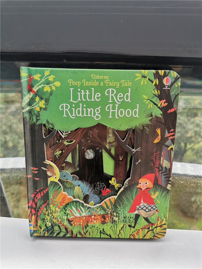 3D Engligsh Peep Libri di 14 pagine di Cartone con Hollow includono Animali Giardino Dinosauro per I Bambini Prima di Coricarsi Libro di Storia 19.5*16.5 centimetri: red riding hood