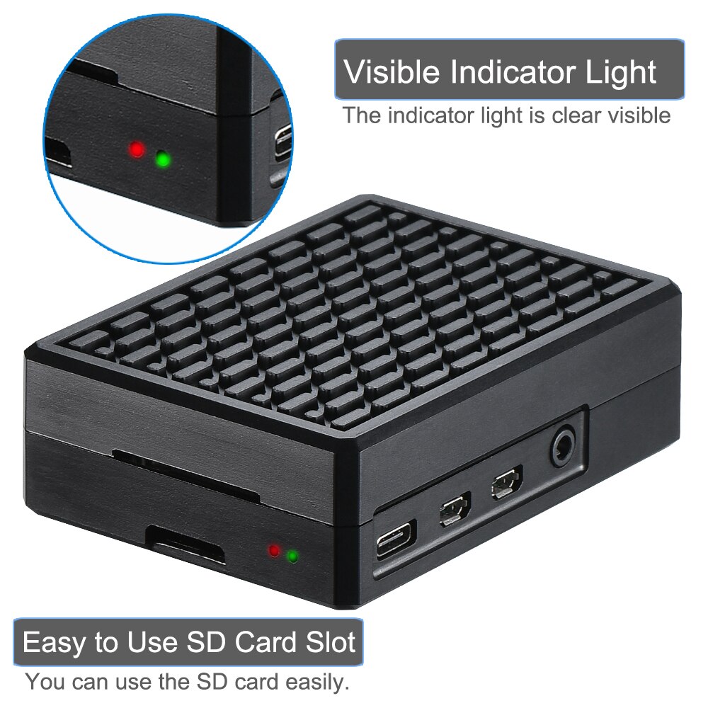 Raspberry Pi 4B Metal Aluminum Alloy Case/Passive Cooling Shell Metal Enclosure Heat Dissipation with Heatsink for Pi 4 Model B