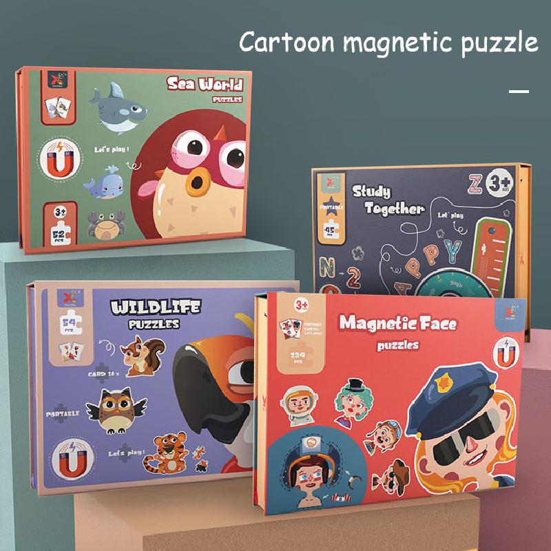 Magnetische Puzzel Kinderen Onderwijs Speelgoed Dier Brief Voertuig Bijpassende Jigsaw Schilderen Set Game Vroeg Leren Speelgoed Voor Baby