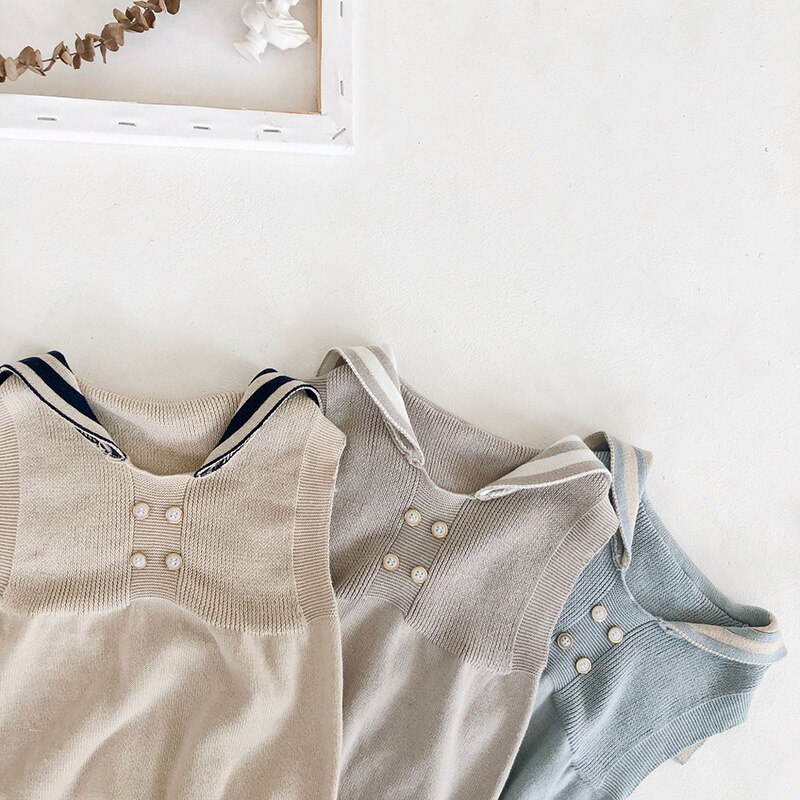 Milancel babykleding voor jongens, gebreide babykleding, hoge kraag, peuter jongens bodysuit, mouwloos, baby jumpsuit