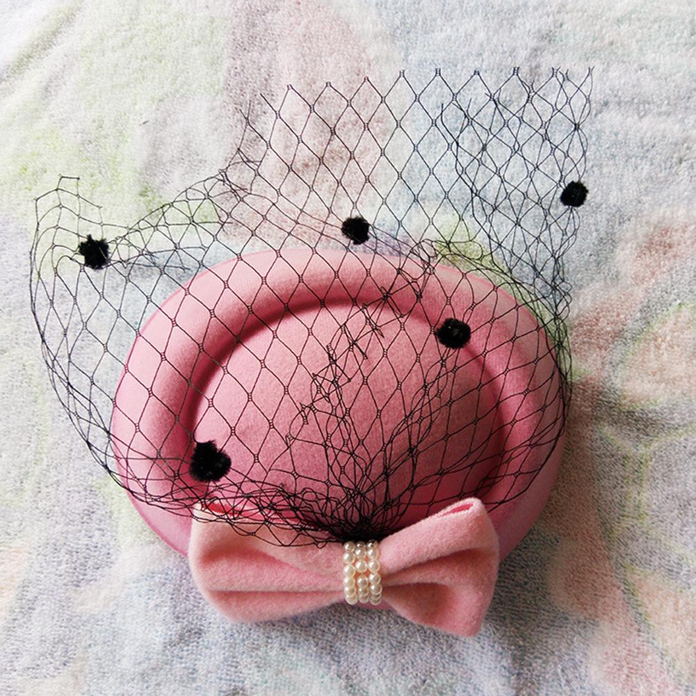 Women Pillbox Hat Trendy Bow Fascinator Hat Headwear With Veils For Wedding Party Church Cocktail Party Hat Hair Accessory