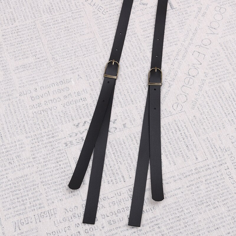 Tirantes de cuero para mujer y hombre, tirantes Unisex de 1,5 cm de ancho, tirantes negros, accesorios de ropa de 75cm