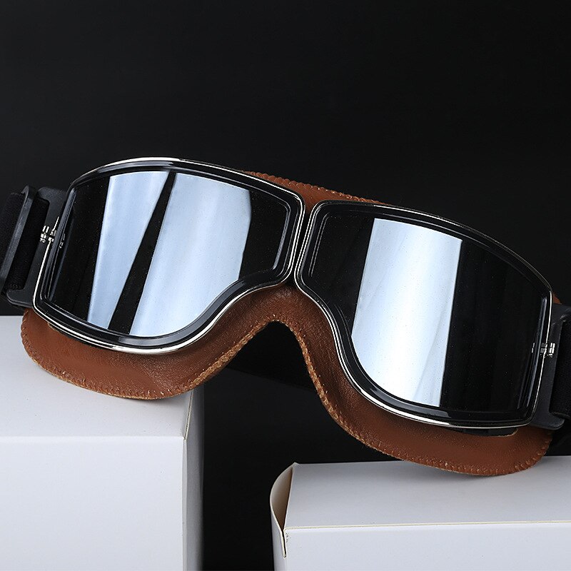 Gafas de cuero de Estilo Vintage para motocicleta, lentes para casco, Jet Retro, novedad: 8