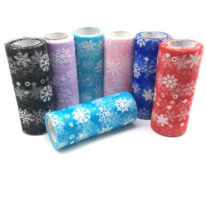 15 cm * 10 yards Schneeflocke Tüll Rolle Organza Sheer Wrap Bogen Stoff DIY Handwerk Tutu Rock Hochzeit Party weihnachten Dekoration